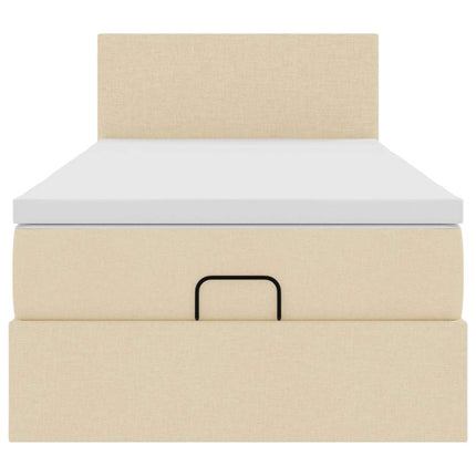 ottoman seng med madras 90x200 cm stof cremefarvet
