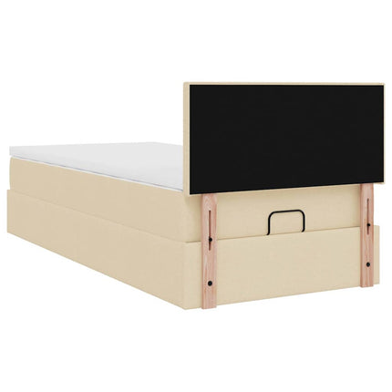 ottoman seng med madras 90x200 cm stof cremefarvet