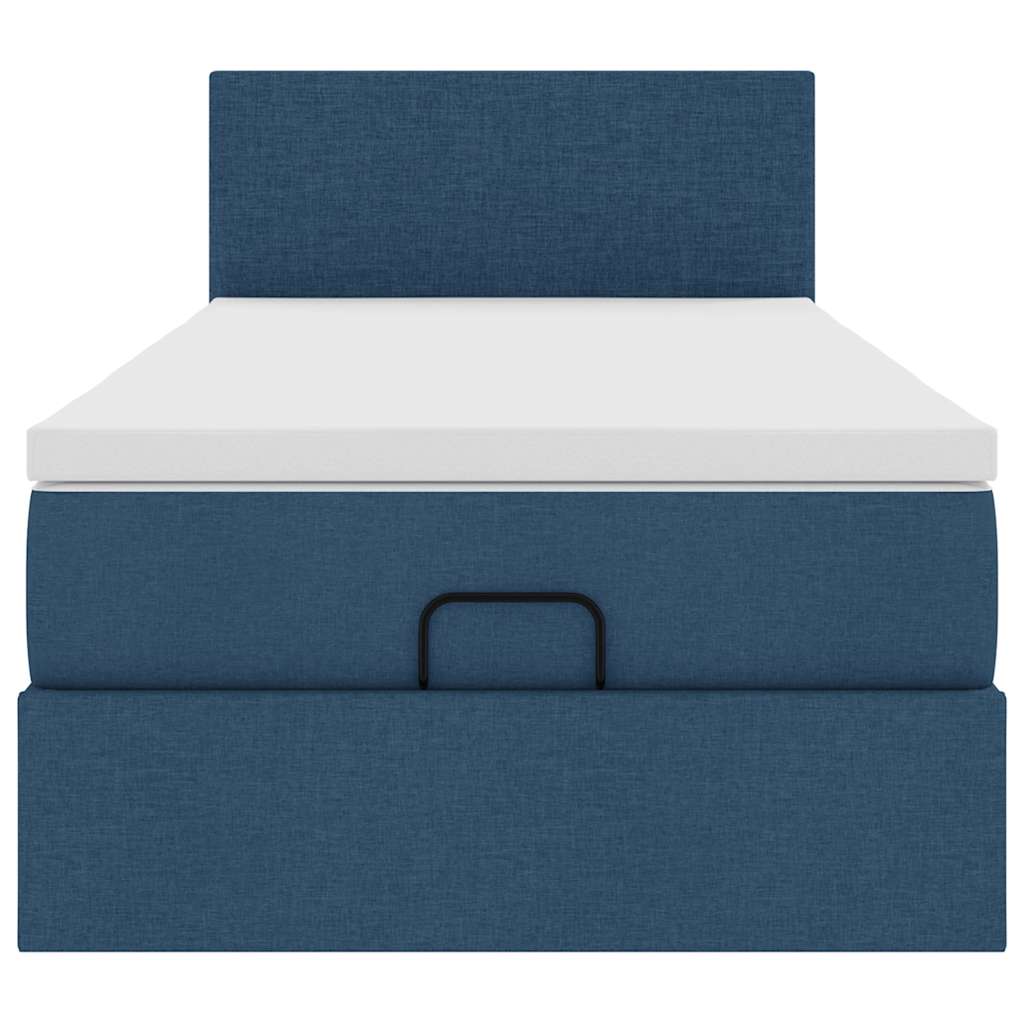 ottoman seng med madras 90x200 cm stof blå