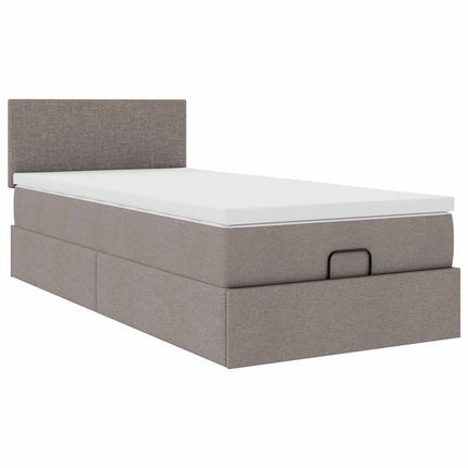 ottoman seng med madras 100x200 cm stof gråbrun