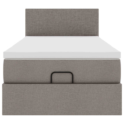 ottoman seng med madras 100x200 cm stof gråbrun