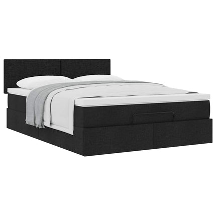 ottoman seng med madras 140x190 cm stof sort