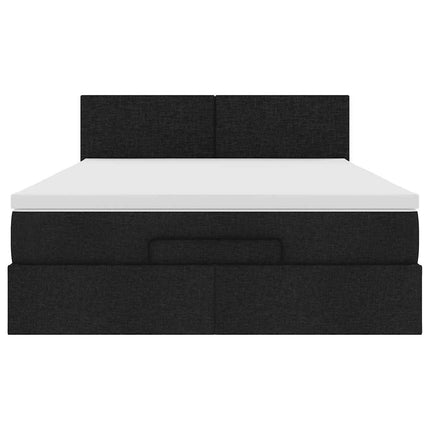 ottoman seng med madras 140x190 cm stof sort