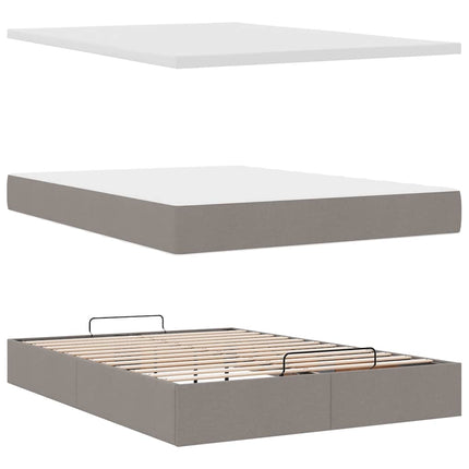 ottoman seng med madras 140x190 cm stof gråbrun