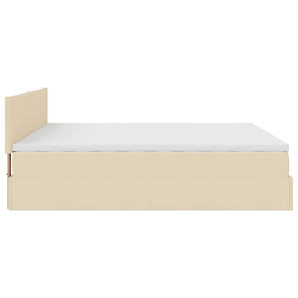 osmannisk sengeramme med madras 160x200 cm stof cremefarvet