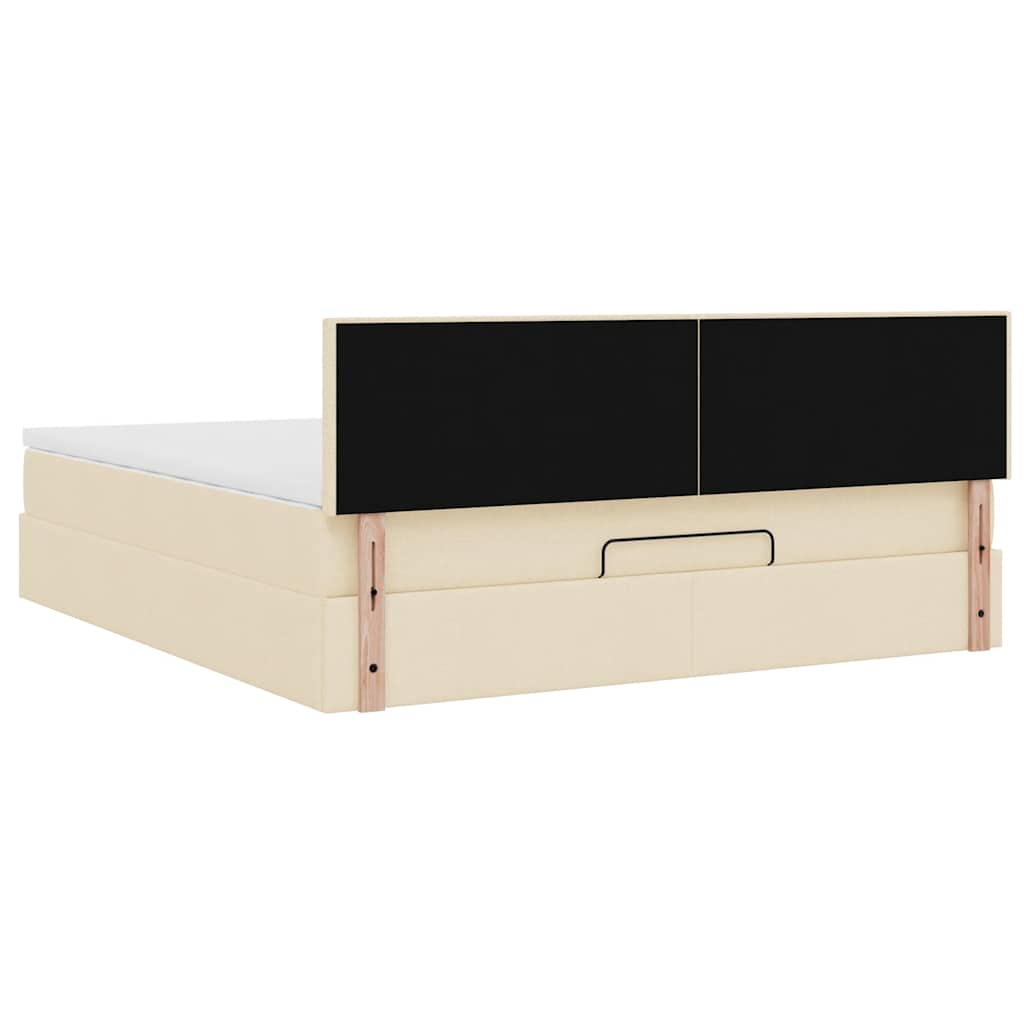 osmannisk sengeramme med madras 160x200 cm stof cremefarvet