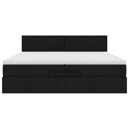 osmannisk sengeramme med madras 200x200 cm stof sort