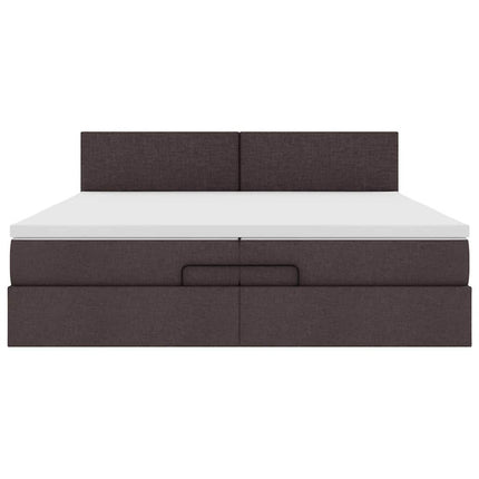 osmannisk sengeramme med madras 200x200 cm stof mørkebrun