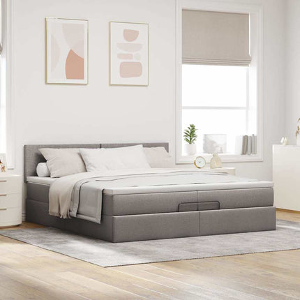 osmannisk sengeramme med madras 200x200 cm stof gråbrun