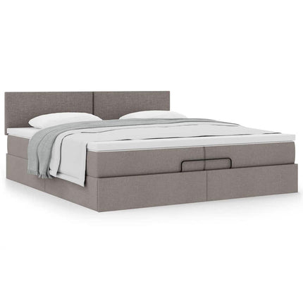 osmannisk sengeramme med madras 200x200 cm stof gråbrun