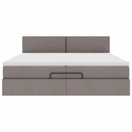 osmannisk sengeramme med madras 200x200 cm stof gråbrun