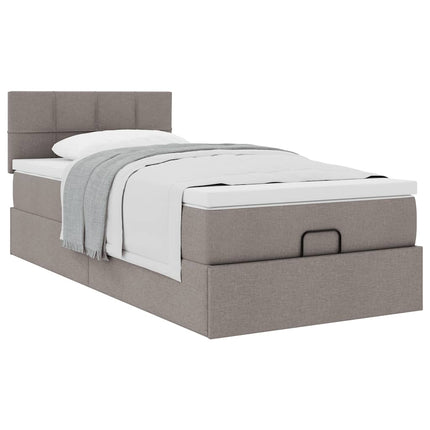 osmannisk sengeramme med madras 90x190 cm stof gråbrun