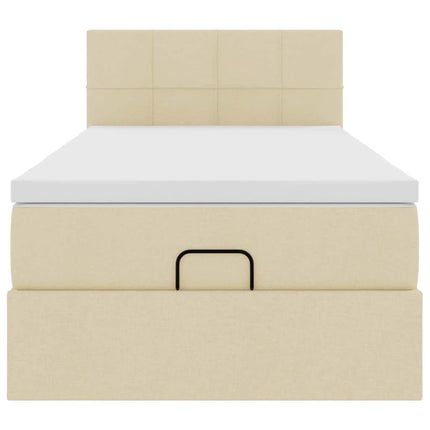 osmannisk sengeramme med madras 90x190 cm stof cremefarvet