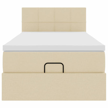 ottoman seng med madras 90x200 cm stof cremefarvet