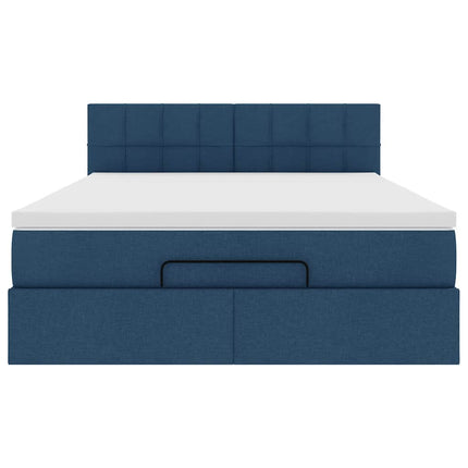 ottoman seng med madras 140x190 cm stof blå