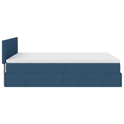 ottoman seng med madras 140x190 cm stof blå