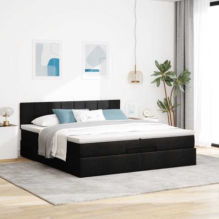 osmannisk sengeramme med madras 200x200 cm stof sort