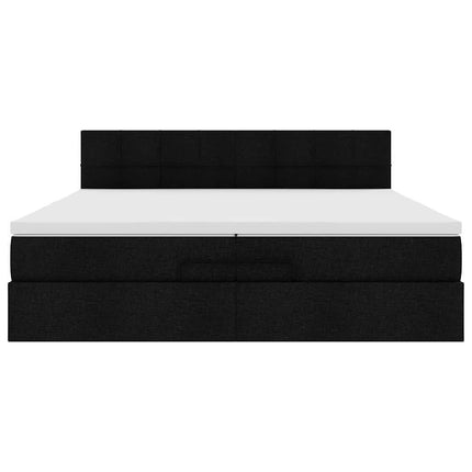 osmannisk sengeramme med madras 200x200 cm stof sort