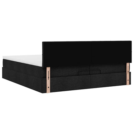 osmannisk sengeramme med madras 200x200 cm stof sort
