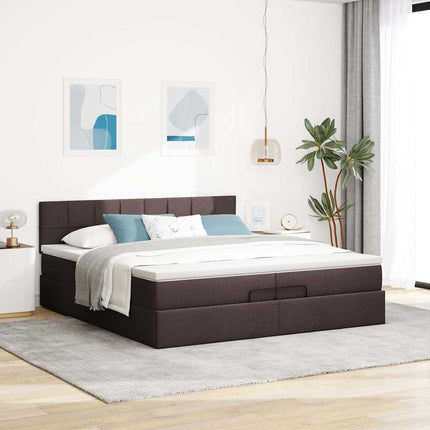 osmannisk sengeramme med madras 200x200 cm stof mørkebrun