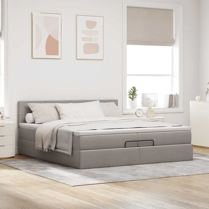 osmannisk sengeramme med madras 200x200 cm stof gråbrun
