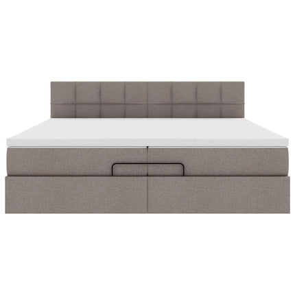 osmannisk sengeramme med madras 200x200 cm stof gråbrun