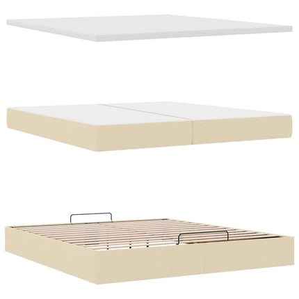 osmannisk sengeramme med madras 200x200 cm stof cremefarvet