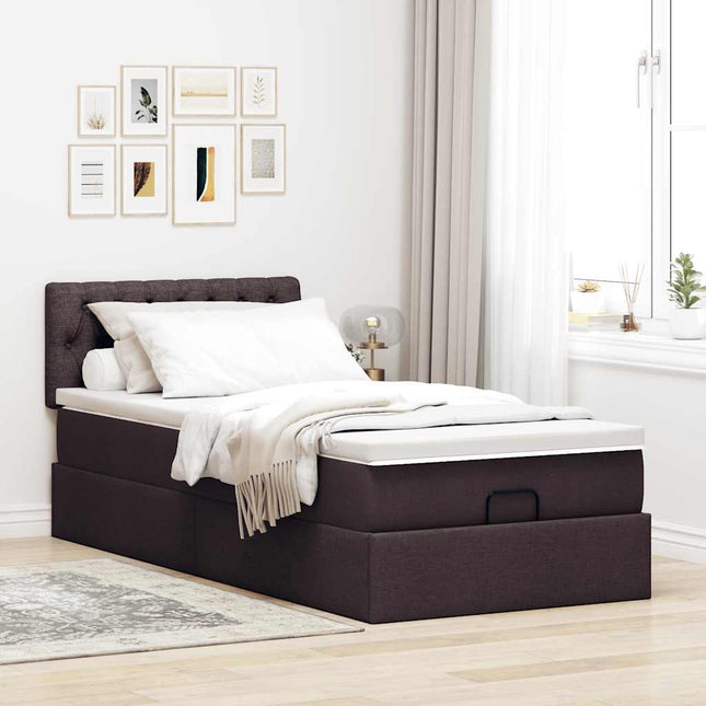 osmannisk sengeramme med madras 80x200 cm stof mørkebrun