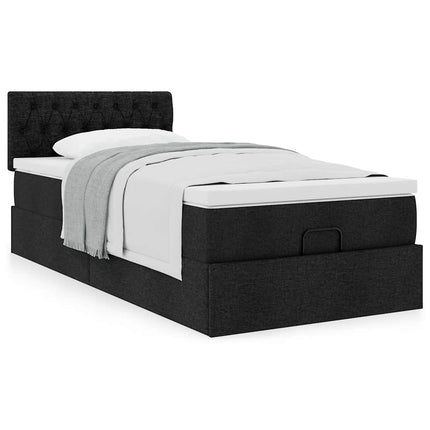 osmannisk sengeramme med madras 90x190 cm stof sort