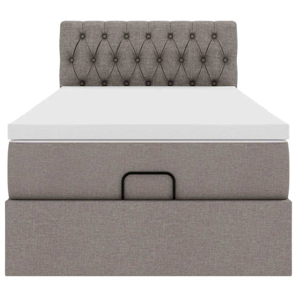 ottoman seng med madras 100x200 cm stof gråbrun