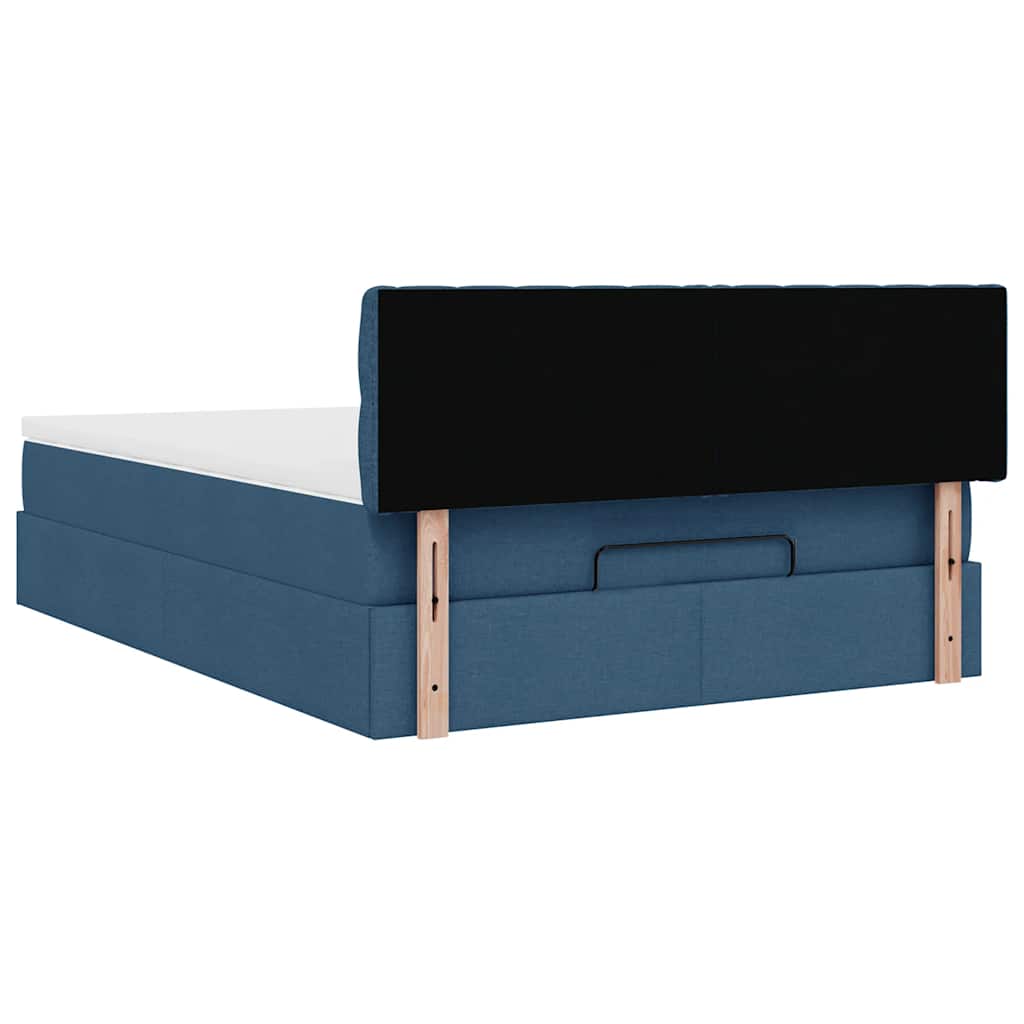 ottoman seng med madras 140x190 cm stof blå