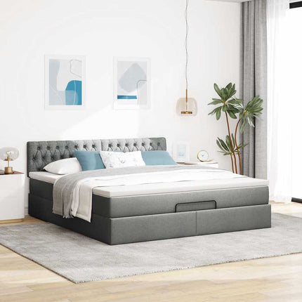 osmannisk sengeramme med madras 160x200 cm stof mørkegrå
