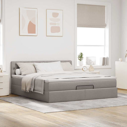 osmannisk sengeramme med madras 160x200 cm stof gråbrun