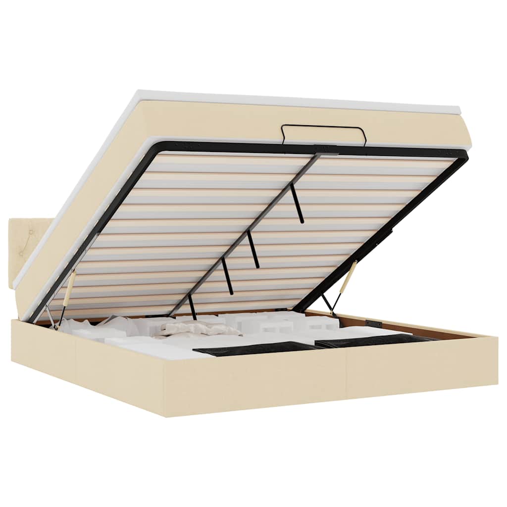 osmannisk sengeramme med madras 160x200 cm stof cremefarvet