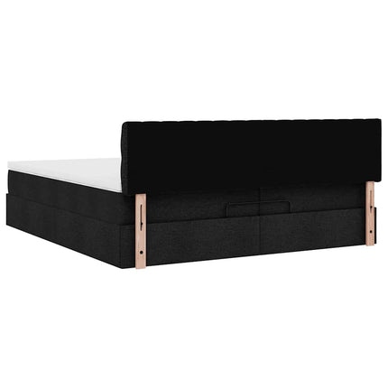 osmannisk sengeramme med madras 200x200 cm stof sort