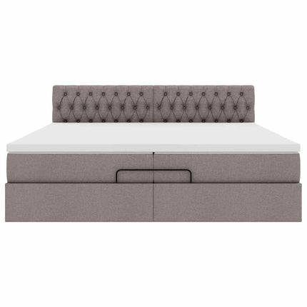osmannisk sengeramme med madras 200x200 cm stof gråbrun