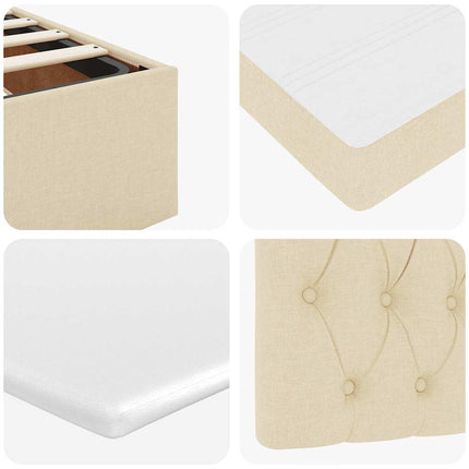 osmannisk sengeramme med madras 200x200 cm stof cremefarvet