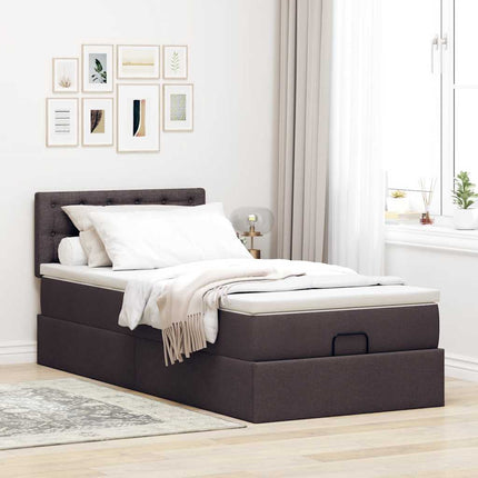 osmannisk sengeramme med madras 80x200 cm stof mørkebrun