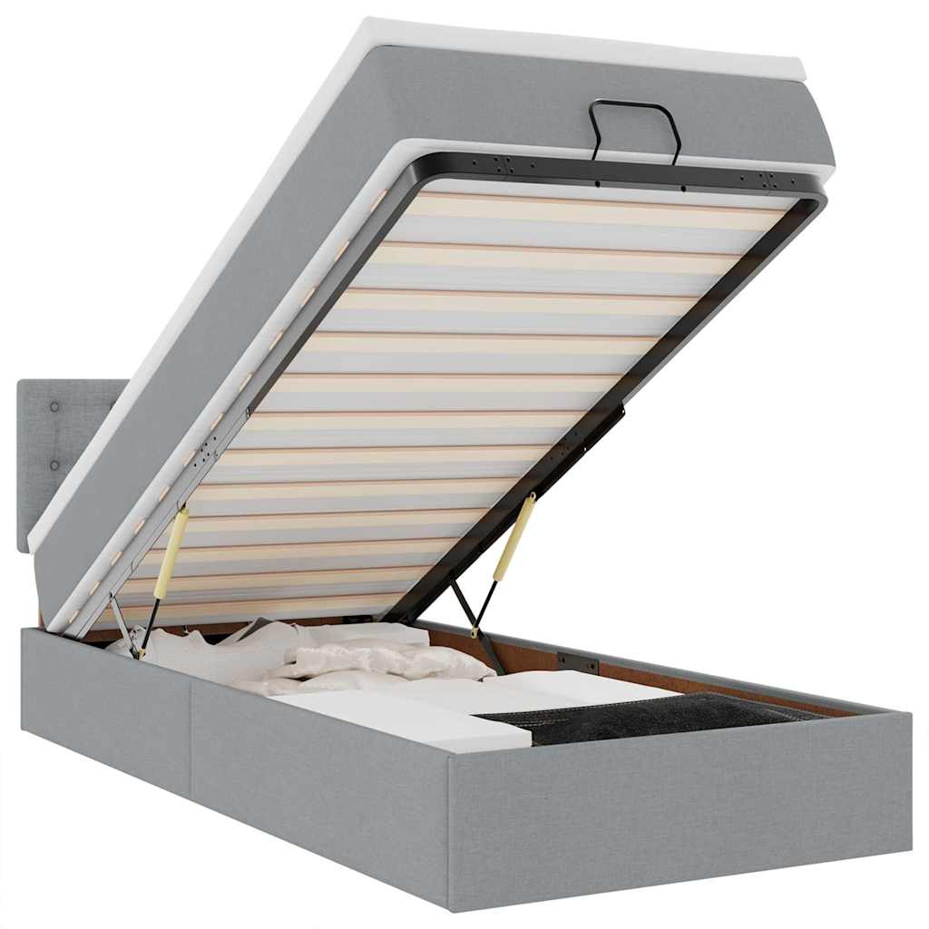 osmannisk sengeramme med madras 90x190 cm stof lysegrå