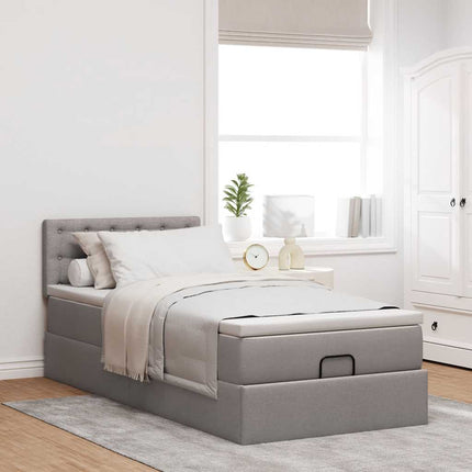 ottoman seng med madras mørkegrå 90x200 cm gråbrun