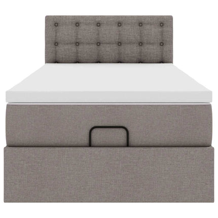 ottoman seng med madras 100x200 cm stof gråbrun