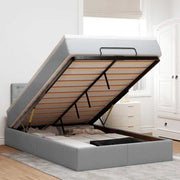 ottoman seng med madras 120x190 cm stof lysegrå