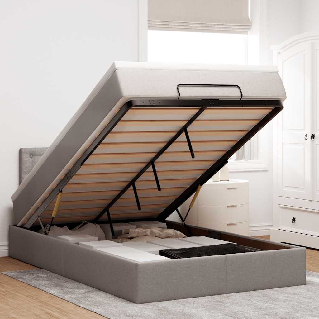 osmannisk sengeramme med madras 120x190 cm stof gråbrun