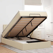 osmannisk sengeramme med madras 120x190 cm stof cremefarvet