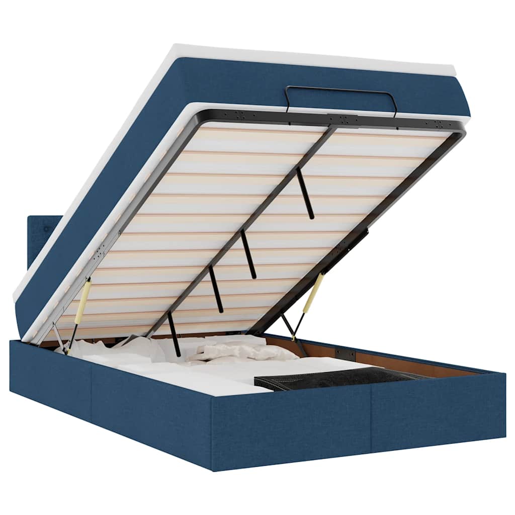 osmannisk sengeramme med madras 120x190 cm stof blå