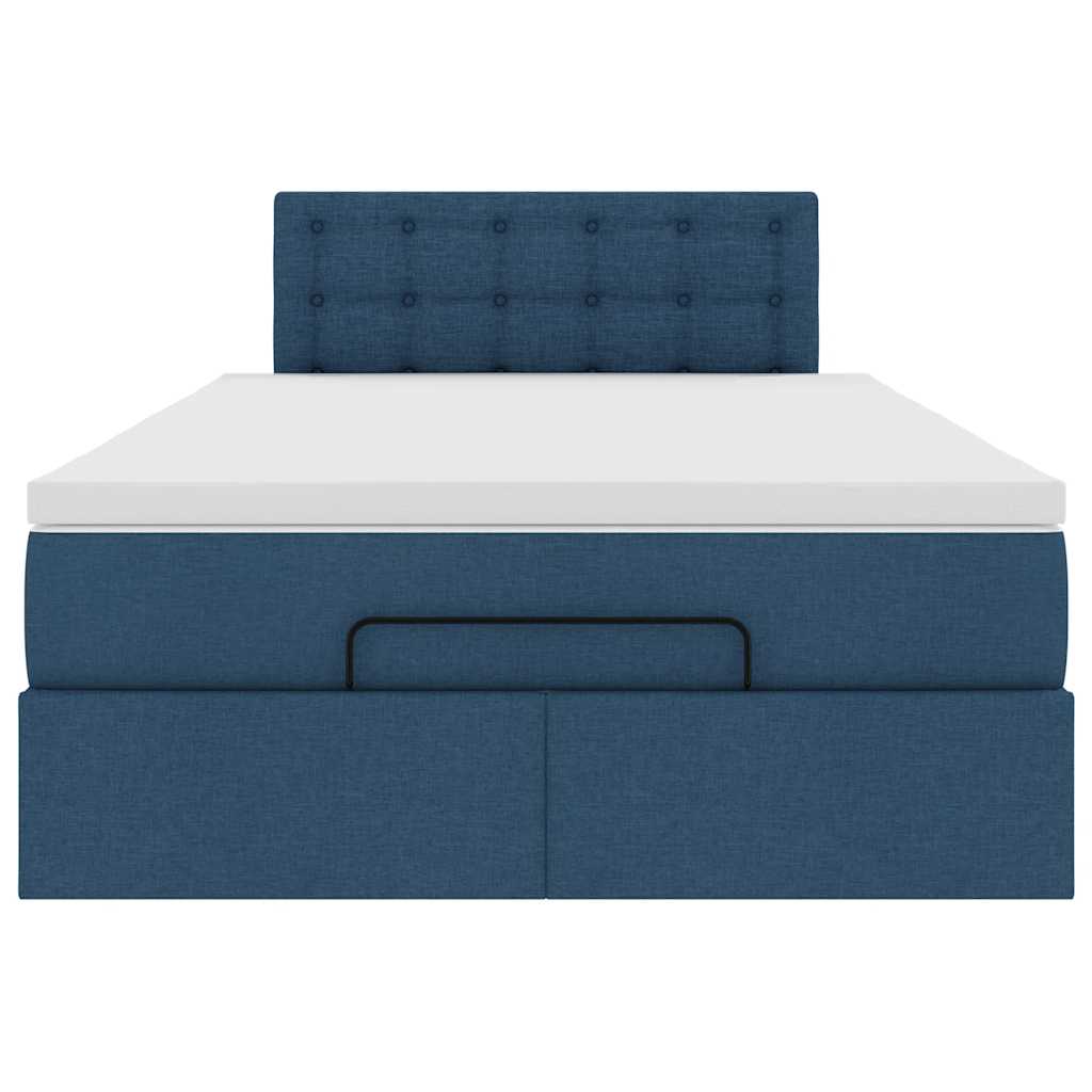 osmannisk sengeramme med madras 120x190 cm stof blå