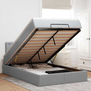 ottoman seng med madras 120x200 cm stof lysegrå