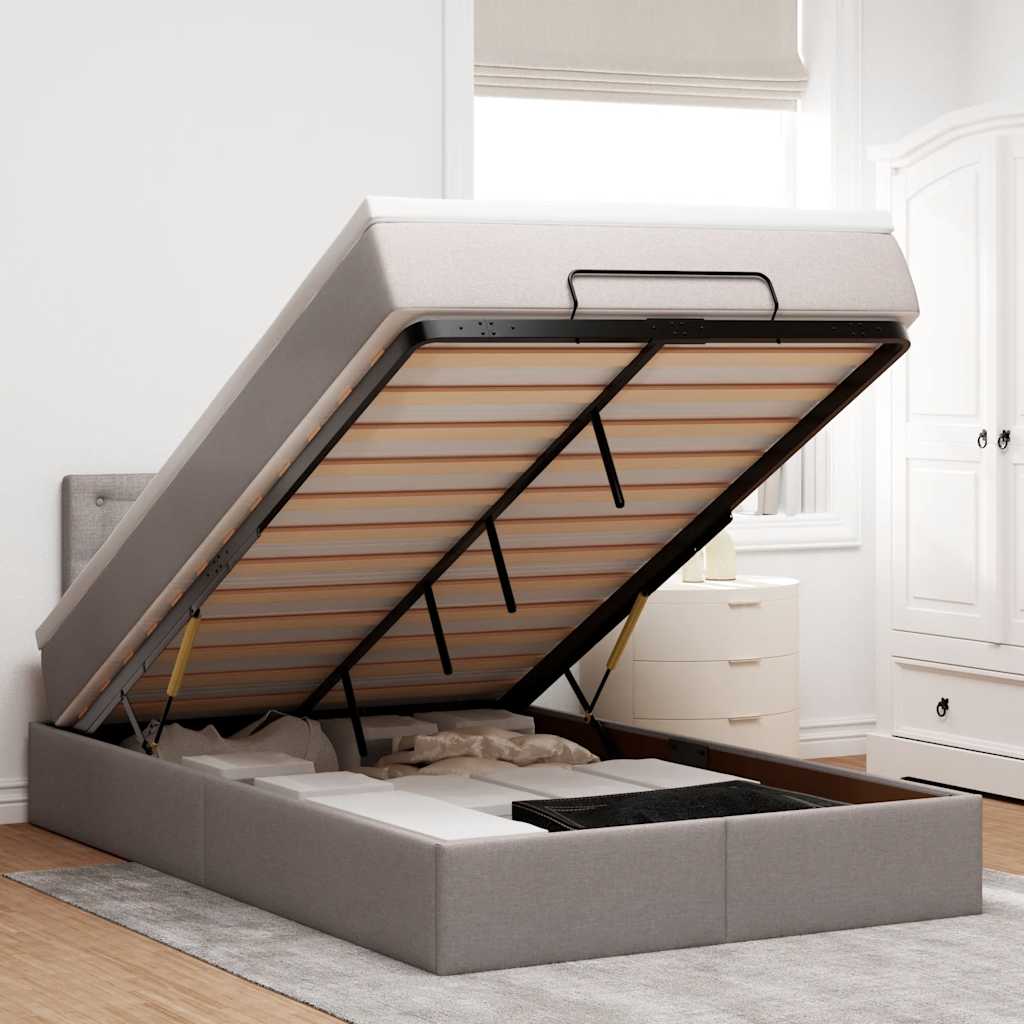 osmannisk sengeramme med madras 120x200 cm stof gråbrun