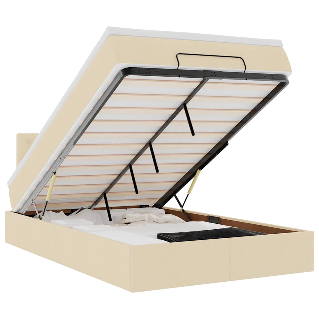 osmannisk sengeramme med madras 120x200 cm stof cremefarvet