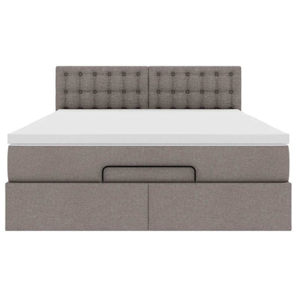 ottoman seng med madras 140x190 cm stof gråbrun